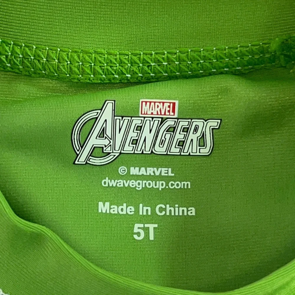Marvel Boys 5T Green Hulk Avengers UPF 50+ Long Sleeve Rash Guard Swim Shirt NWT